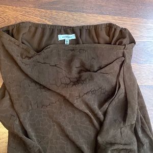 Max Studio Brown Satin Jacquard MIDI Skirt